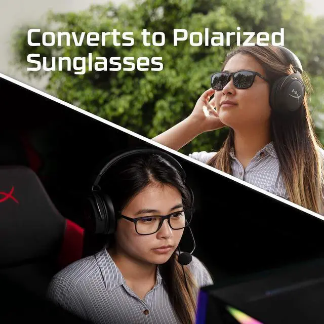 Alt view image 4 of 5 - HyperX Spectre React - Gaming Eyewear, Blue Light Blocking Glasses, UV Protection, Ultem Frame, Crystal Clear Lenses, Microfiber Bag, Hard Case  Small w. Polarized Clip Crystal Grey