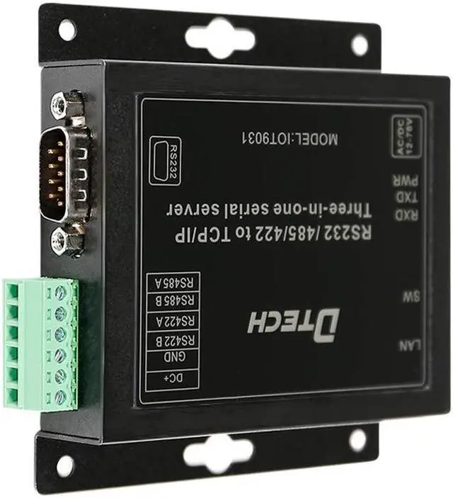 Alt view image 5 of 5 - DTECH Serial to Ethernet Converter Adapter RS232 RS422 RS485 to TCP IP Device Server Supports DHCP DNS Modbus RTU/TCP 10/100M Power Over Ethernet POE