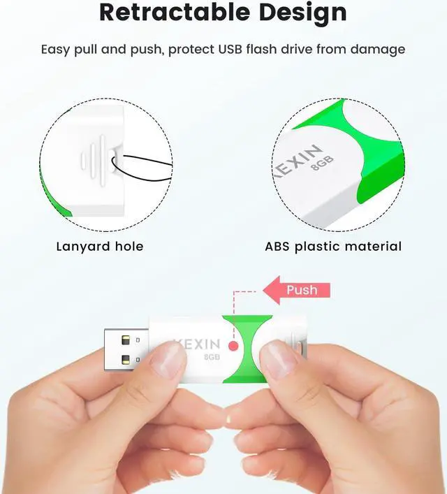 Alt view image 2 of 5 - KEXIN 8GB Flash Drive 10 Pack USB 2.0 Flash Drive 8 GB Thumb Drive 2.0 USB Drive Bulk Jump Drive Swivel Pen Drive Data Storage USB Stick with LED Indicator 8G Green