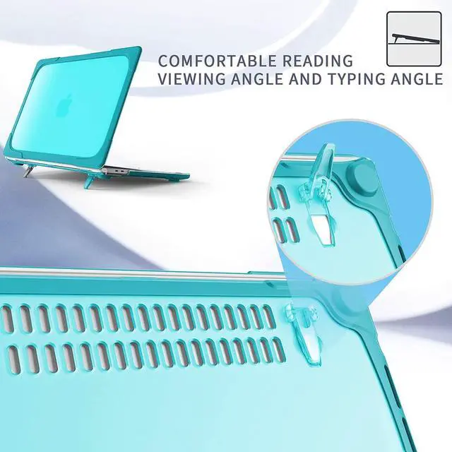 Alt view image 4 of 5 - Mektron for MacBook Air 13 inch Case A1466 A1369 (2010-2017 Release), [Heavy Duty] [Dual Layer] Hard Case Cover with TPU+PC Bumper w/Keyboard Cover Screen Protector, Sky Blue