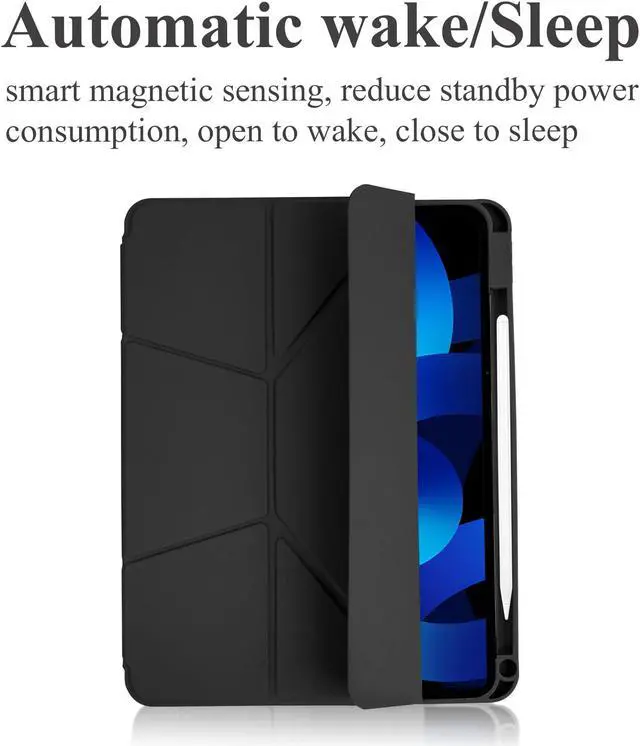 Alt view image 4 of 5 - QIELIZI Rotating Case for ipad pro 12.9 Case, Dechable ipad Pro Case 12.9 inch with Foldable Magnetic Stand, Auto Sleep/Wake(1-Black)