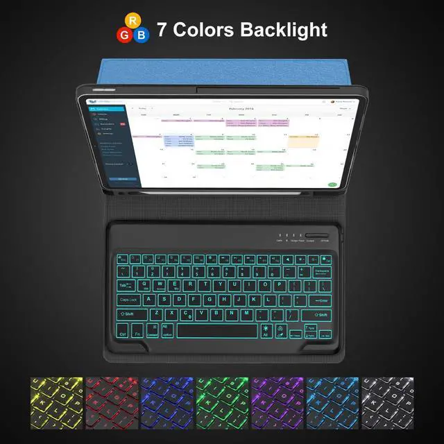 Alt view image 3 of 5 - Keyboard Case for iPad Air 13 (M3/M2, 2025/2024), Keyboard for iPad Pro 12.9 inch Cover 6th 2022/5th 2021/4th 2020/3rd 2018 Gen, Backlit iPad Air 13in Case Keypad Detachable/Pencil Holder, Blue
