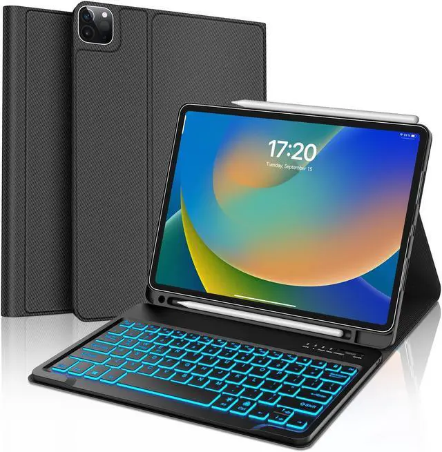 Main image of Keyboard Case for iPad Pro 12.9-in 6th, 5th, 4th, 3rd Generation - Magic Keyboard for iPad Air 13 2024 Case, Magnetic Detachable, 7 Colors Backlit, Folio Cover for Pro 12.9 Keyboard Pen Holder, Black