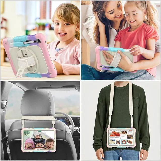 Alt view image 5 of 5 - SEYMAC stock Case for Samsung Galaxy Tab S9/ S9 FE 5G Tablet Case with Screen Protector Pencil Holder [360 Rotating Hand Strap] &Stand, Drop-Proof Case for Galaxy Tab S9 FE 10.9''/ S9 11'', Beige+Pink