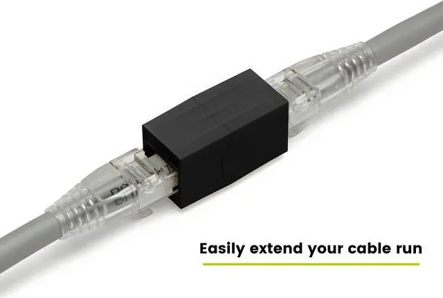 Alt view image 4 of 5 - trueCABLE Cat6A Inline Coupler, Unshielded (UTP), PoE++ (4PPoE), UL Listed, ETL Verified, ANSI/TIA 568-2.D Cat 6A Performance Compliant, Female to Female RJ45 Couplers, Black, 6 Pack