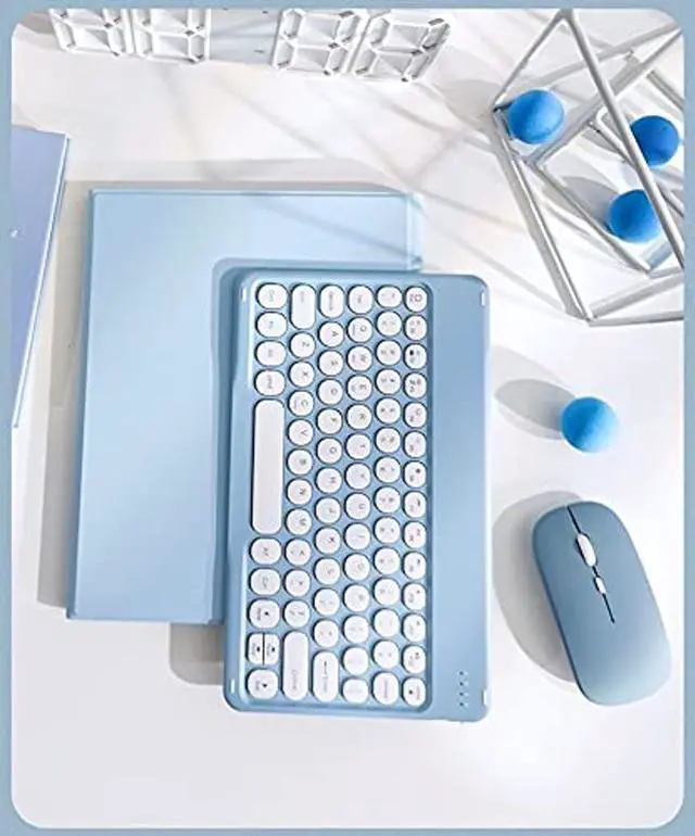Alt view image 2 of 5 - Keyboard Case for iPad Mini 7th/6th Generation 8.3 Inch, Case for iPad Mini 7 A17 Pro/Mini6 Keyboard with Mouse, Cute Round Key Detachable Keyboard Case with Pencil Holder, Light Purple