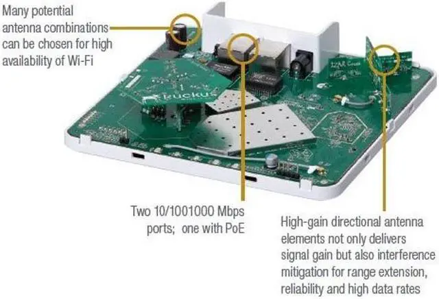 Alt view image 3 of 5 - Ruckus Wireless ZoneFlex R500 Wireless Access Point (Dual-Band 802.11ac, 2x2:2 Streams, BeamFlex+, Dual Ports, 802.3af PoE) 901-R500-US00
