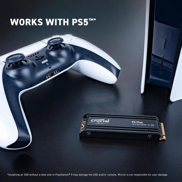 Alt view image 2 of 5 - Crucial P5 Plus 2TB Gen4 NVMe M.2 SSD Internal Gaming SSD with Heatsink, Compatible with Playstation 5(PS5) - up to 6600MB/s - CT2000P5PSSD5
