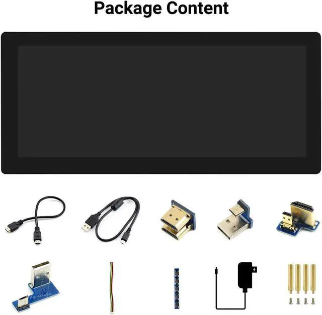 Alt view image 2 of 5 - Waveshare 12.3inch Capacitive Touch Screen LCD Compatible with Raspberry Pi 5/4B/3B+/3B/2B/B+/A+/Zero/Zero W/WH/Zero 2W Series Boards 600 Cd/M²1920×720 HDMI IPS Toughened Glass Panel