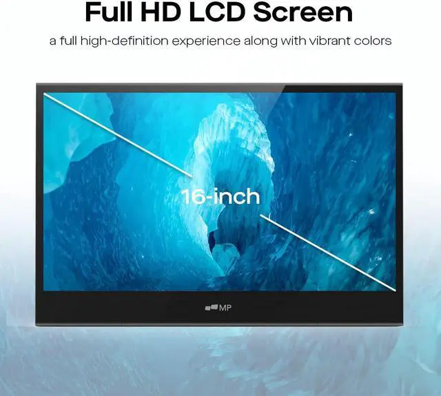Alt view image 2 of 5 - Mobile Pixels Glance Portable 16" FHD 1080P Travel Monitor with Dual Speakers, Tilt Adjustment & Non-Slip, HDMI USB C Connection Plug & Play Extra Monitor for Laptop, macOS, Windows
