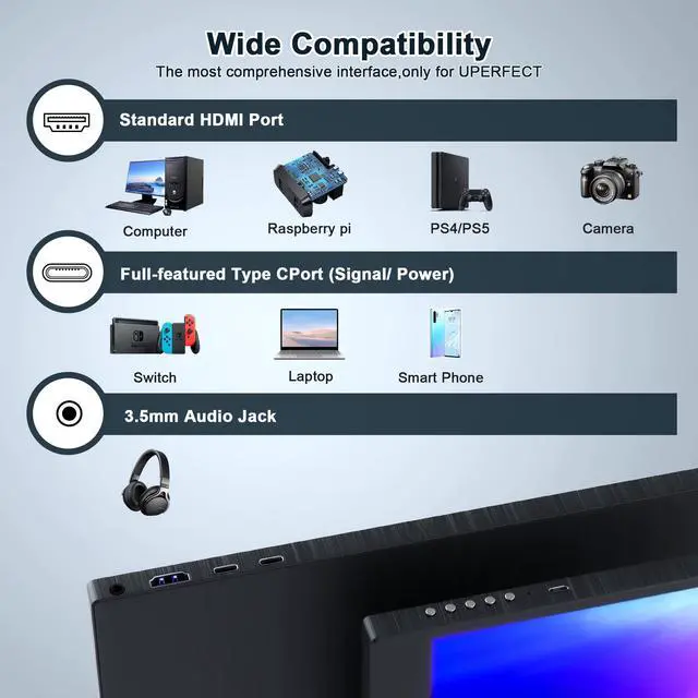 Alt view image 3 of 5 - ZSCMALLS Portable Monitor 17.3 Inch 144Hz 1080P FHD Gaming Monitor USB-C HDMI Computer Display HDR IPS Laptop Screen Extender with Smart Cover/Speakers for Laptop PC Mac Phone PS3 4/5 Xbox