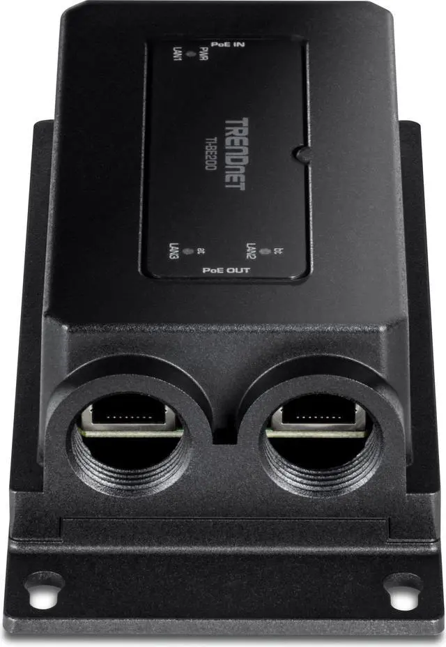 Alt view image 4 of 5 - TRENDnet 2-Port Industrial Outdoor Gigabit PoE++ Extender, Hardened IP67 Extreme Temperature Rated Housing, Extends PoE++ Connection up to 200m (656 ft.) for up to 2 Devices, Black, TI-BE200