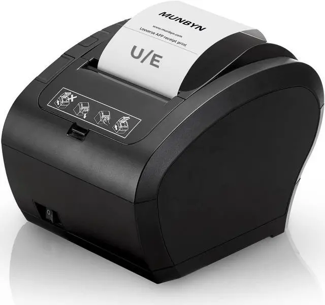 Alt view image 2 of 5 - MUNBYN POS Printer, Receipt Printer USB Ethernet 80MM Thermal Printer P047 and White Cash Drawer, 16" Heavy Duty Cash Register for Point of Sale (POS) System