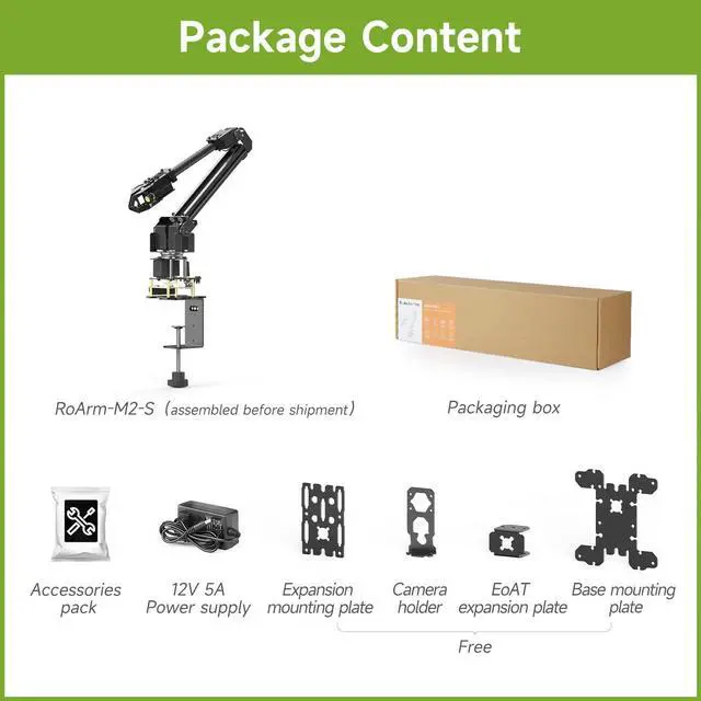 Alt view image 2 of 5 - Waveshare Robotic Arm Kit, Desktop Robot Kit, High-Torque Serial Bus Servo, Based On ESP32, 4-DOF, Supports Flexible Expansion and Secondary Development, Wireless Control