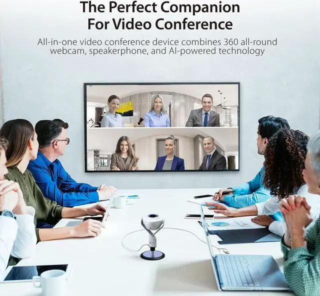 Alt view image 2 of 5 - j5create 360 All Around AI-Powered Conference Room Camera with Speakerphone, Smart-Tracking, Auto-Framing, Include a Remote Control (JVU368)