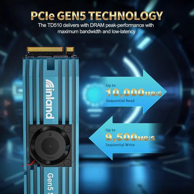 Alt view image 3 of 5 - INLAND TD510 2TB PCIe 5.0 M.2 SSD Gen5 x 4 232-L 3D TLC NAND NVMe 2280 Internal Solid State Drive Gaming SSD with Heatsink & DRAM