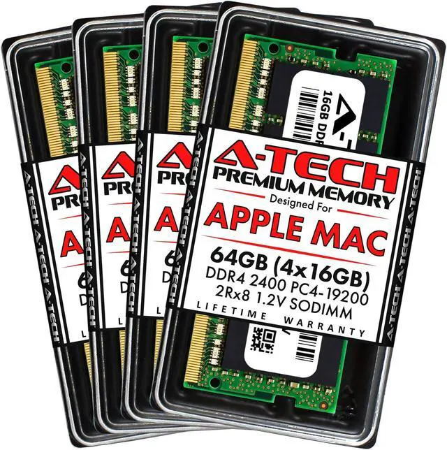 Main image of A-Tech Components 64GB (4x16GB) RAM for Apple iMac 2017 27 inch Retina 5K | DDR4 2400MHz SODIMM PC4-19200 2Rx8 1.2V 260-Pin SO-DIMM Memory Upgrade Kit