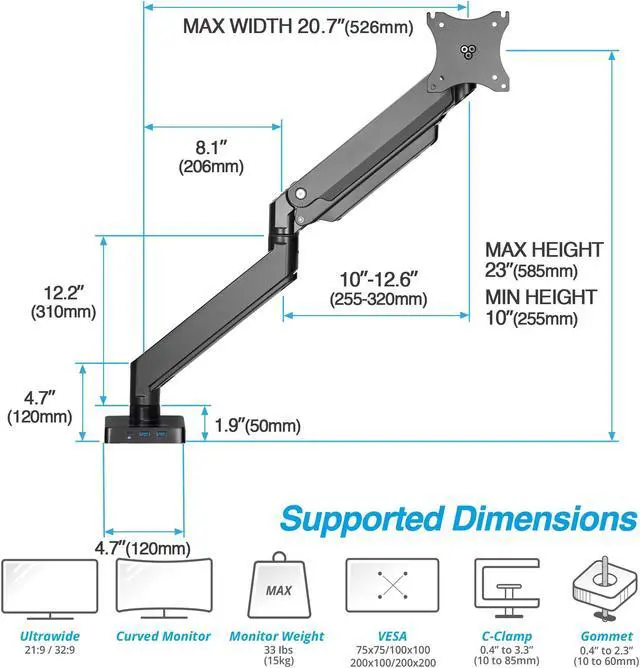 Alt view image 2 of 5 - AVLT Single Monitor Arm and AceProAV Mount Dock