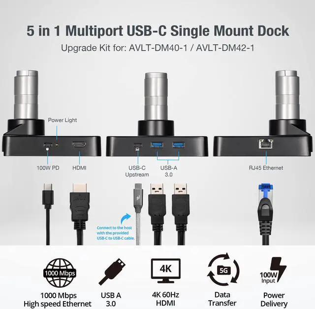 Alt view image 4 of 5 - AVLT Single Monitor Arm and AceProAV Mount Dock