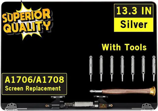 Main image of GBOLE Screen Replacement for MacBook Pro A1706 A1708 Late 2016 Mid 2017 EMC 3071 3163 2978 3164 Retina LCD Display Screen Full Assembly Complete Top Assembly 13.3" 2560x1600 (Silver)