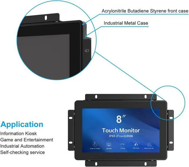 Alt view image 5 of 5 - GreenTouch 8 Inch Open Frame 1024x600 HDMI PCAP Touch Monitors for Consumer, Retail POS, and Hospitality Markets