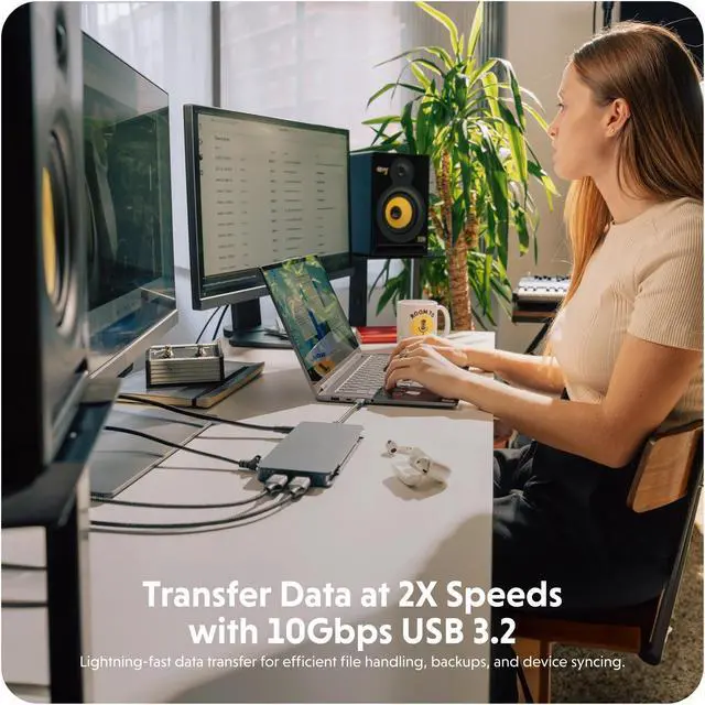 Alt view image 4 of 5 - HyperDrive Next 10 Port Business Class USB C Docking Station for PC/Mac/Chromebook, Pro-Grade 2X File Transfer w/ 10Gbps, 3X Fast Photo/Video Transfer w/SD 4.0, Charges w/ 100W PD Power