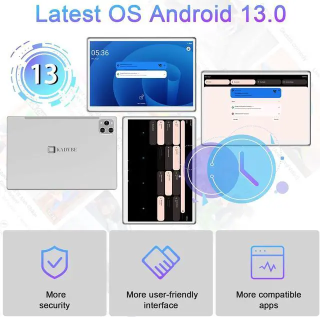 Alt view image 5 of 5 - 2025 Latest Tablet Android 13 Tablets 10 Inch, Tablets 128GB ROM+16GB RAM (8+8 Virtual), 2 In 1 Tablet with keyboard, Powerful Octa-Core+13MP Camera, 1TB TF Expandable, FHD IPS Display WiFi Tableta PC