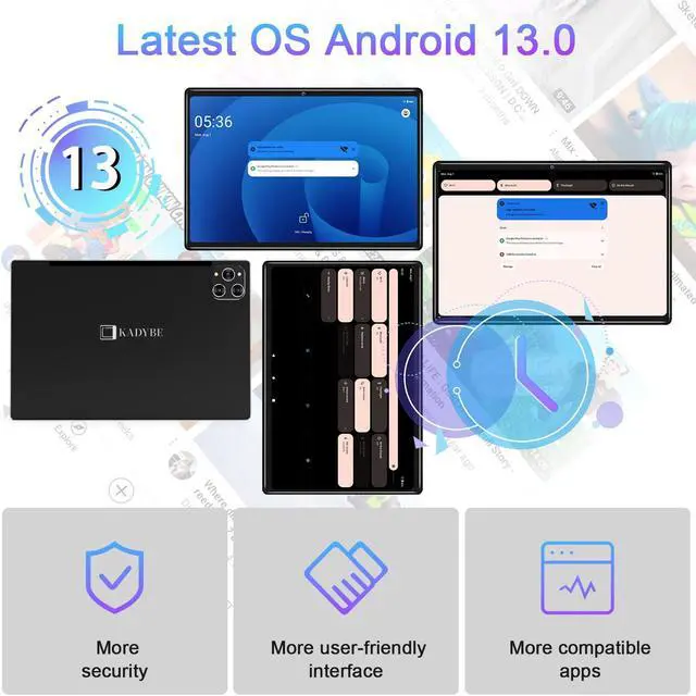 Alt view image 5 of 5 - Tablet 10.1 Inch Android 13 Tablets 2025 Latest Android Tablets 128GB ROM+16GB RAM (8+8 Virtual), 2 in 1 Tablet with Keyboard, Powerful Octa-Core+13MP Camera, 1TB TF Expandable, FHD WiFi Tableta PC