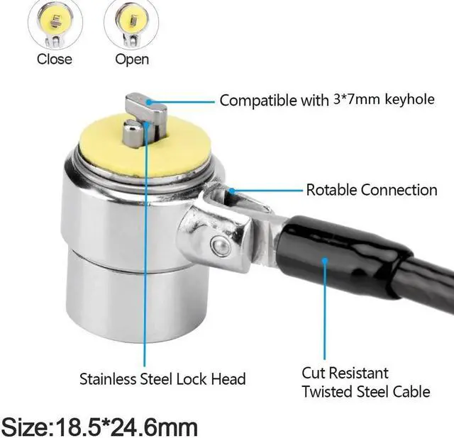 Alt view image 2 of 5 - LORADAR 10Pack Laptop Security Cable Lock Anti Theft 6.7Feet for Laptops, Monitor & Other Devices (Keyed Different+Master Key)
