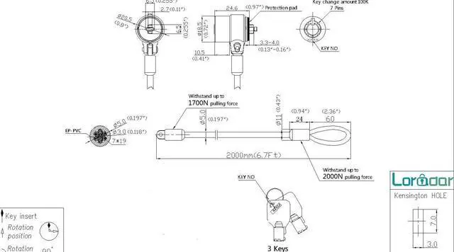 Alt view image 4 of 5 - LORADAR 10Pack Laptop Security Cable Lock Anti Theft 6.7Feet for Laptops, Monitor & Other Devices (Keyed Different+Master Key)