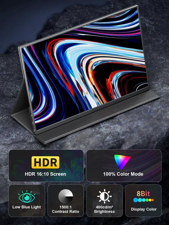 Alt view image 2 of 5 - MAGICRAVEN 4K Portable Monitor, 14.5" IPS Laptop Screen, Slim Lightweight 1500:1 Dual USB C HDMI Gaming Display with Speakers, Travel Monitor for PC Phone PS5/4 Xbox Switch