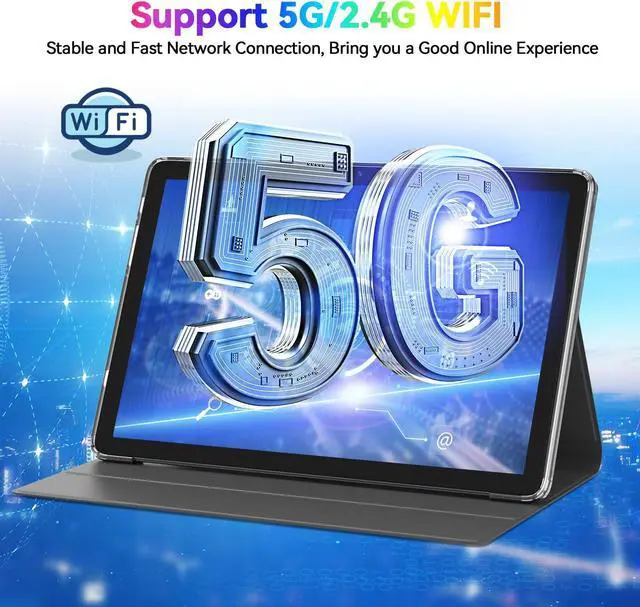 Alt view image 4 of 5 - Latest 2025 Android 13 Tablet, 128GB+16(8+8 Expand)GB/512GB Expandable, Octa-Core Tablet with 5G WiFi, 8000mAh Battery, 10.1 inch Tableta with 21MP Camera, Tableta with Keyboard, Bluetooth,Mouse, Case