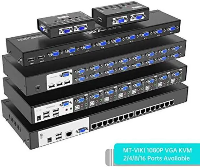 Alt view image 2 of 5 - MT-VIKI 8 Port KVM Switch VGA w/Keyboard Hotkey & Audio, [(Industrial Grade)] Rack KVM Switch Support OSD/Hotkey/Button Switching, Included 8 KVM Cables