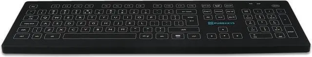 Main image of PUREKEYS Medical Keyboard Full Size USB-Cabled Black for Hospital, Dentist, Cleanroom, Laboratory and Industrial. Easy to Clean Hygienic Flat and Flexible Silicone