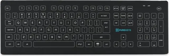 Alt view image 3 of 4 - PUREKEYS Medical Keyboard Full Size USB-Cabled Black for Hospital, Dentist, Cleanroom, Laboratory and Industrial. Easy to Clean Hygienic Flat and Flexible Silicone