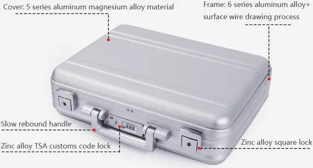 Alt view image 4 of 5 - urecimy Small TSA Lock Metal Briefcase 16.5X12.6X4.5 Inch TSA Combination Lock Aluminum Cash Case 14 Inch Notebook Briefcase with Foam