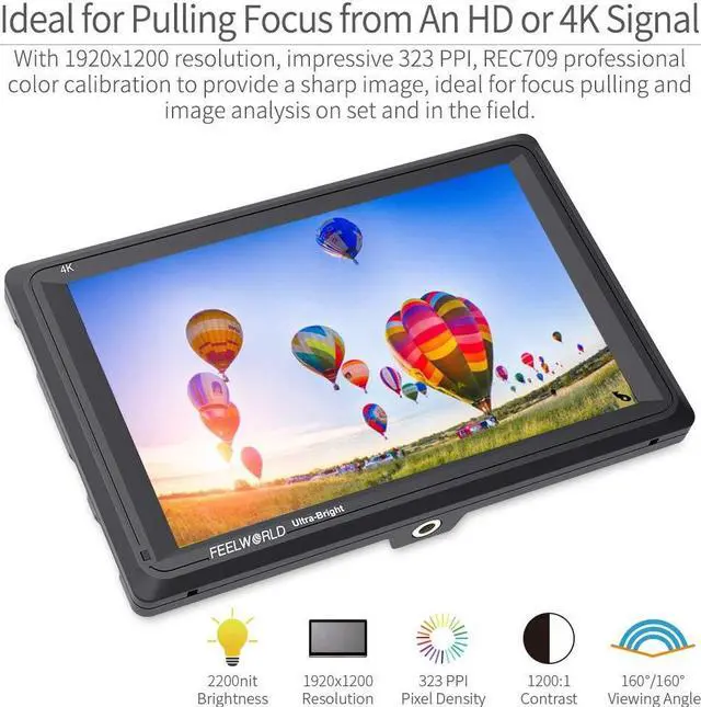 Alt view image 5 of 5 - FEELWORLD FW279 7 Inch Ultra Bright 2200nit Daylight Viewable Full HD 1920x1200 IPS Panel DSLR On Camera Field Monitor 4K HDMI Input/Output Video Assist Peaking Focus