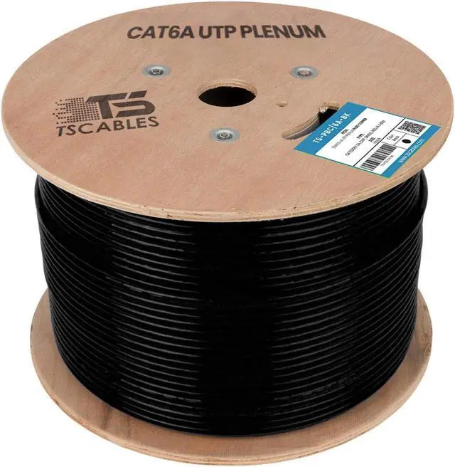 Alt view image 2 of 4 - TSCables | Cat6A Plenum (CMP) 1000ft, 750Mhz, PoE++ (4PPoE) | 100% Solid Bare Copper | 23AWG Unshielded Twisted Pairs (UTP), Available in 7 Colors for Easy Identification (Black, 1000ft)