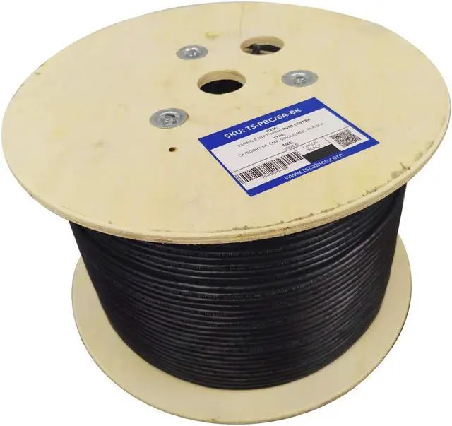 Alt view image 4 of 4 - TSCables | Cat6A Plenum (CMP) 1000ft, 750Mhz, PoE++ (4PPoE) | 100% Solid Bare Copper | 23AWG Unshielded Twisted Pairs (UTP), Available in 7 Colors for Easy Identification (Black, 1000ft)