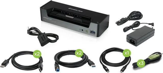 Main image of IOGEAR KVMP 3-Port 4K USB-C and DisplayPort Switch with Power Pass-through - GCS1953