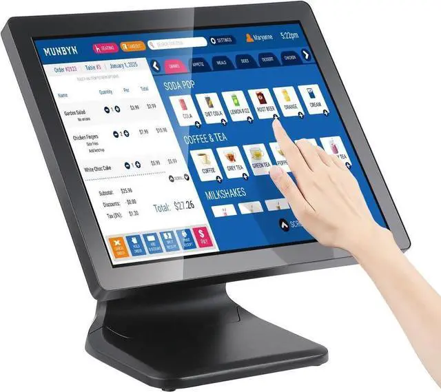 Main image of MUNBYN 17-inch POS-Touch-Screen-Monitor, POS-System-for-Small-Business, Multi-Touch Monitor, 400 nits True Flat Seamless Capacitive LED, VGA/HDMI Input for Office, POS, Restaurant, No Driver Required