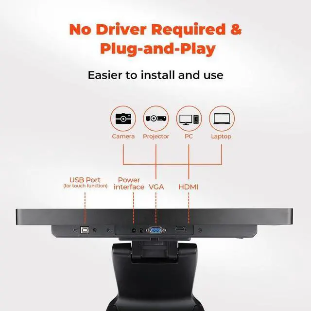 Alt view image 5 of 5 - MUNBYN 17-inch POS-Touch-Screen-Monitor, POS-System-for-Small-Business, Multi-Touch Monitor, 400 nits True Flat Seamless Capacitive LED, VGA/HDMI Input for Office, POS, Restaurant, No Driver Required