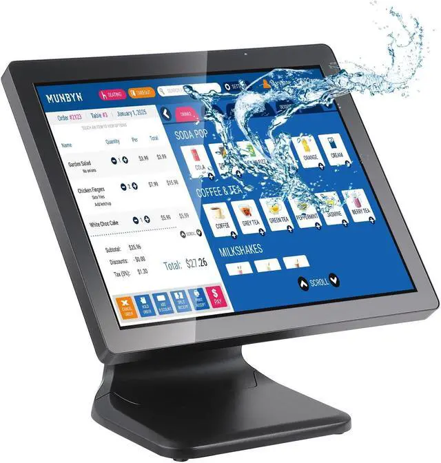 Alt view image 2 of 5 - MUNBYN POS Touch Screen Monitor 17-inch 400 nits Flat Capacitive LED Touchscreen Monitor POS System and 2 1/4 x 50ft Thermal Paper (50 Rolls)