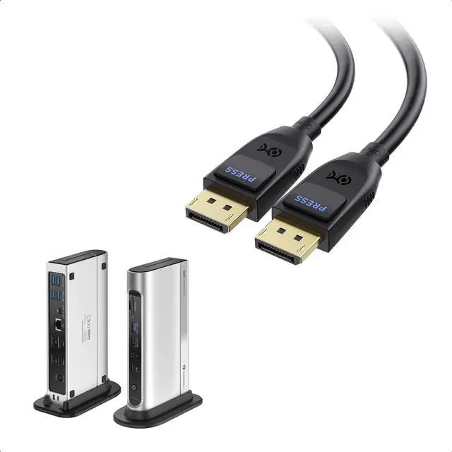 Main image of [Intel Certified] Cable Matters 16-in-1 40Gbps Thunderbolt 4 Dock with Quad 4K Video(2X DisplayPort, 2X HDMI) for Windows & VESA Certified DisplayPort 2.1 Cable 2m/6.6ft