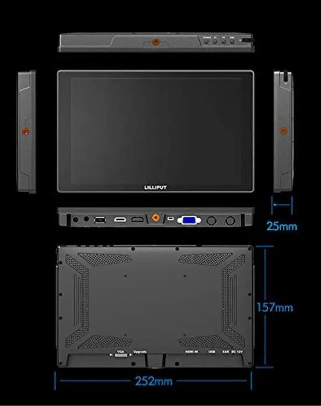 Alt view image 2 of 5 - LILLIPUT 10.1" FA1016/C/T IPS FHD 1000:1 Capacitive Mutli-Touch HDMI/VGA Support 4K 30Hz Glass+Glass Technology with Free Desktop Stand USA Official Seller VIVITEQ (USA Service Directly)