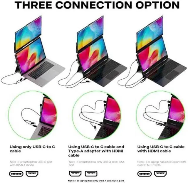 Alt view image 4 of 5 - Duex Float New Mobile Pixels 15.6" Stacked Portable Monitor, FHD IPS Portable Touchscreen (Built-in Kickstand), USB C/HDMI Laptop Screen Extender (Optional Magnets), Windows, MacOS, ChromeOS, Switch