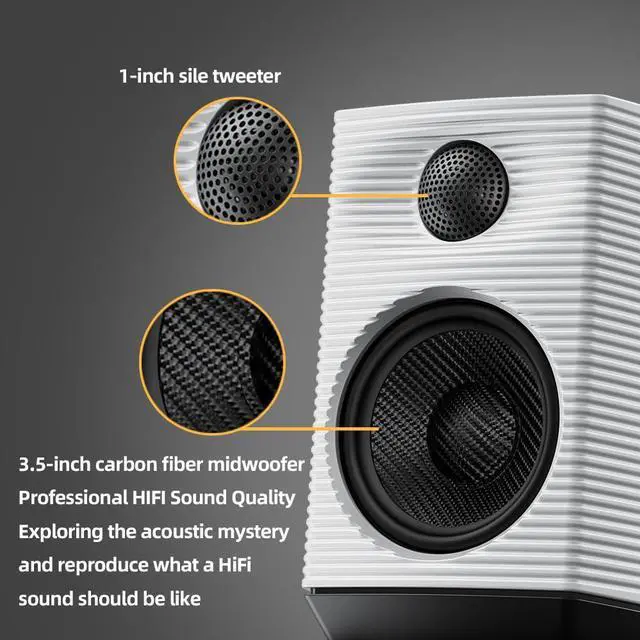 Alt view image 5 of 5 - FiiO SP3 Powered HiFi Active Desktop Speakers - 80W Stereo Computer Speakers and Home Music Sound System with AUX Audio/RCA, 2-Way (Black)