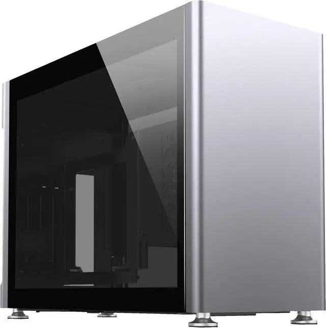 Main image of Jonsplus i100 Pro Mini-ITX Gaming Case, Sandblasted Silver Magnesium/Aluminum Alloy, Tempered Glass Side Panels - Supports Custom Liquid Cooling, 360mm AIO, 166mm Air Cooler, 3-Slot GPU