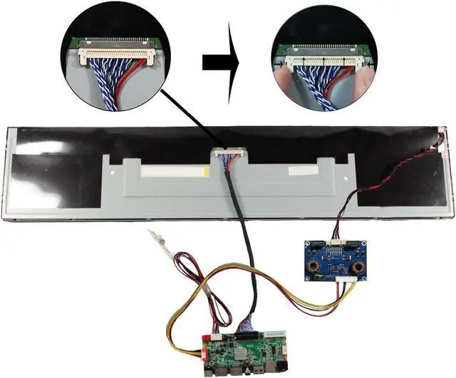 Alt view image 2 of 5 - FanyiTek 24 inch 1920x360 DV240FBM-NB0 30pin IPS Stretched Bar LCD Screen and HDMI USB SD Audio LVDs Controller Board,for DIY Gaming Marquee Monitor/Supermarket Shelf Display