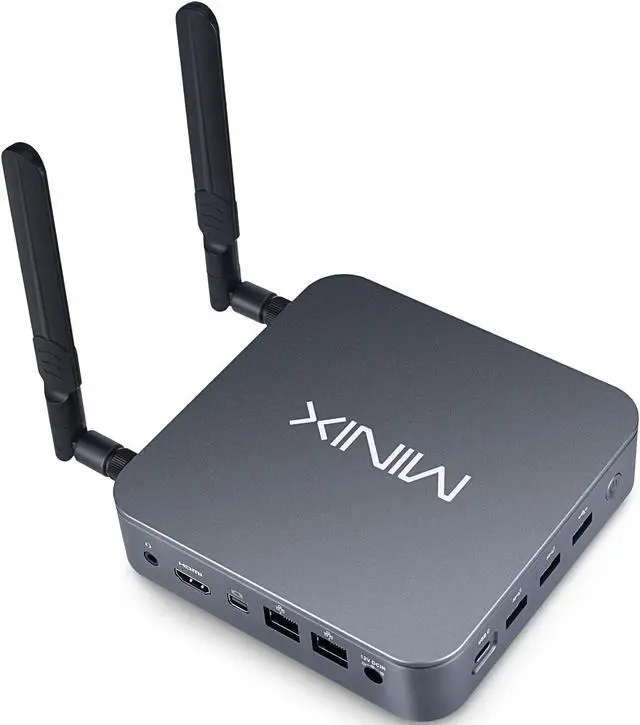 Main image of MINIX NEO J51-C8 Max Mini Computer, 8GB/512GB M.2 PCIe NVMe SSD Windows 11 Pro, Aluminum/Wi-Fi6/Dual 2.5GB LAN/USB-C/Triple Display/4K/Auto Power On/PXE Boot/RTC/Vesa Mount